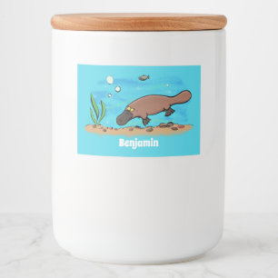 Niedlicher Platypus-Cartoon Lebensmitteletikett