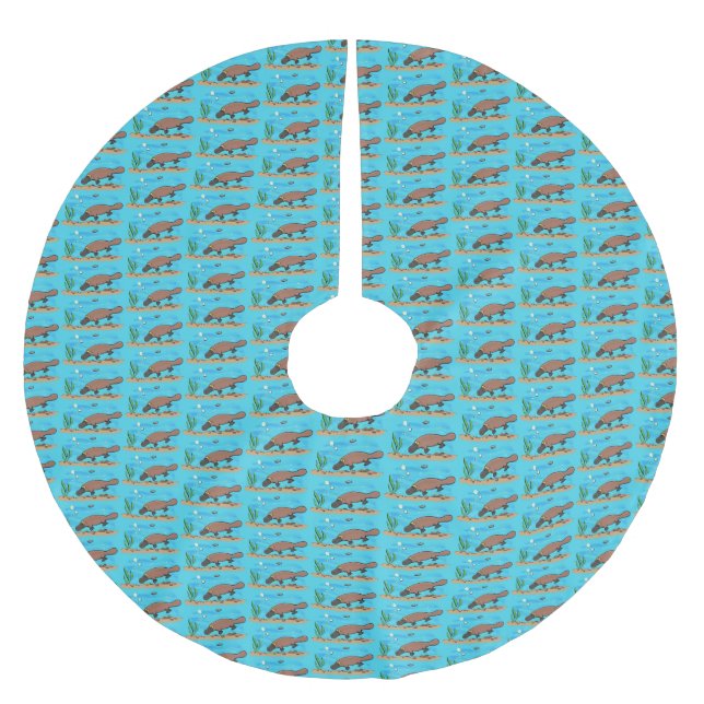 Niedlicher Platypus-Cartoon Polyester Weihnachtsbaumdecke (Vorderseite)