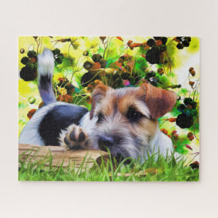 Niedlicher Playful Terrier-Welpen-Hund im Puzzle