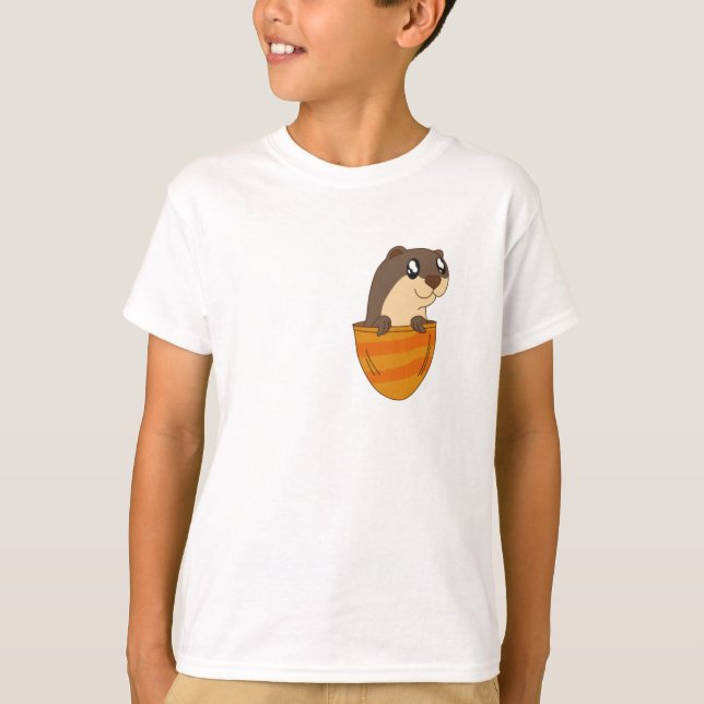 Niedlicher Pocket Otter T-Shirt (Vorderseite)
