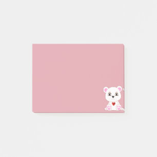 Niedlicher Polar Bär Cartoon auf Rose Gold Post-it Klebezettel