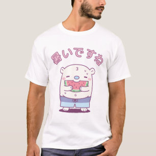 Niedlicher Polar Bär Ess Wassermelone Sommer Heiß T-Shirt