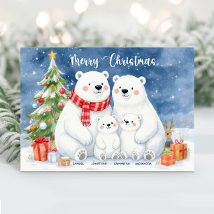 Niedlicher Polar Bär Familienname Weihnachtskarte Feiertagskarte