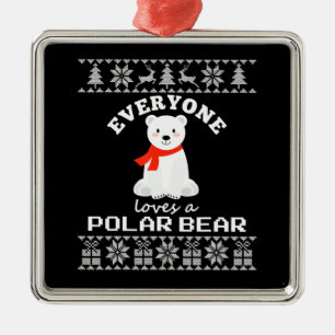Niedlicher Polar Bär Familientier Weihnachten Ornament Aus Metall