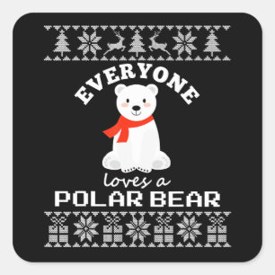 Niedlicher Polar Bär Familientier Weihnachten Quadratischer Aufkleber