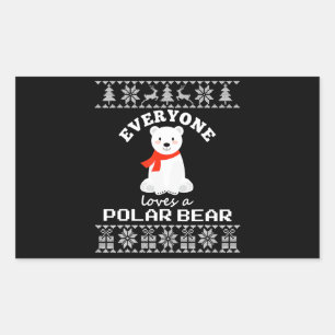 Niedlicher Polar Bär Familientier Weihnachten Rechteckiger Aufkleber