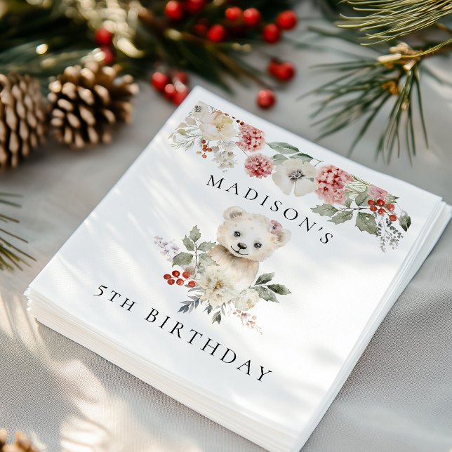 Niedlicher Polar-Bär Geburtstagsparty Serviette (Von Creator hochgeladen)