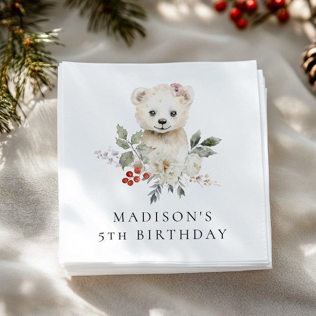 Niedlicher Polar-Bär Geburtstagsparty Serviette (Von Creator hochgeladen)