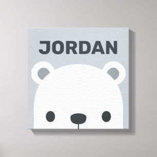 Niedlicher Polar-Bär mit Personalisiertem Namen Ca Leinwanddruck