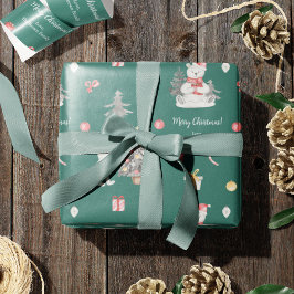 Niedlicher Polar-Bär mit Weihnachtsgrüßen Geschenkpapier