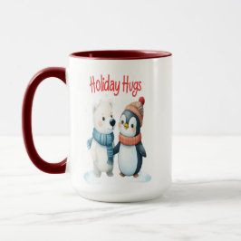 Niedlicher Polar Bär und Pinguin Friends Weihnacht Tasse
