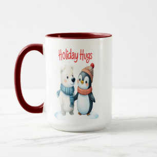 Niedlicher Polar Bär und Pinguin Friends Weihnacht Tasse