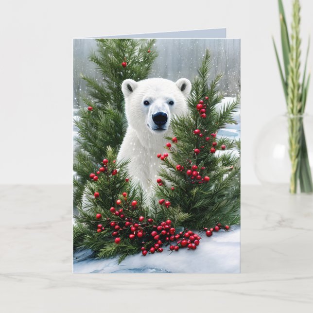 Niedlicher Polar Bär Weihnachtskarte Feiertagskarte (Vorderseite)