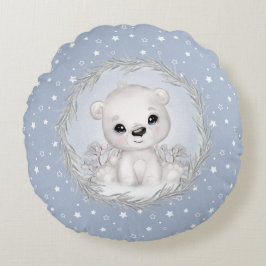 Niedlicher Polar Bear Baby Boy Blue Round Pillow Rundes Kissen