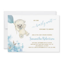 Niedlicher Polar Bear Blue Balloon Babydusche