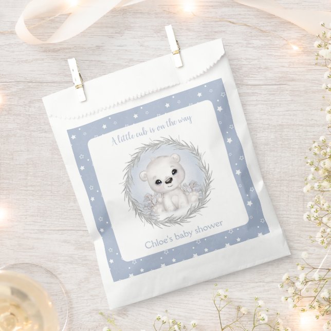 Niedlicher Polar Bear Blue Winter Boy Babydusche Geschenktütchen (Ausgeschnitten)