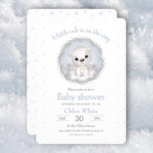 Niedlicher Polar Bear Boy White Baby Dusche Einlad