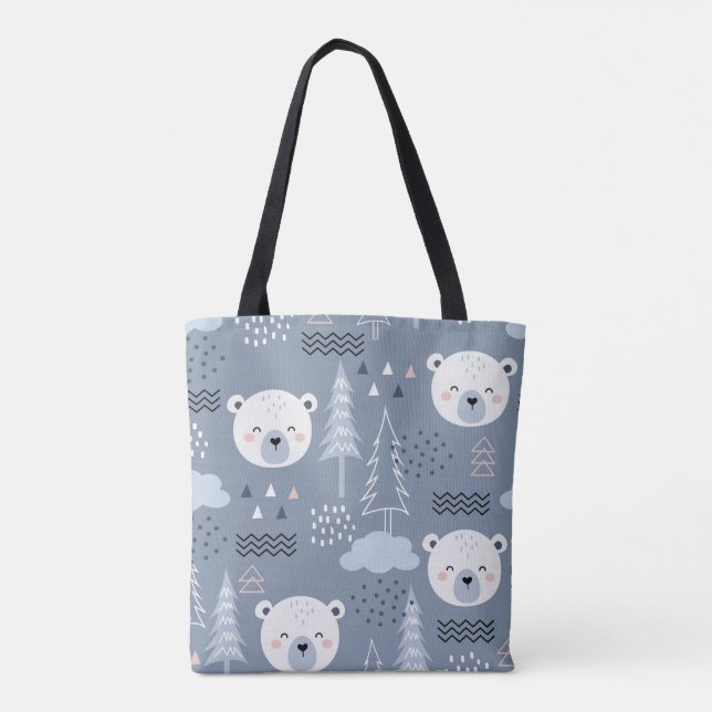 Niedlicher Polar Bear Tote Bag - Winterwald Ästhet (Rückseite)