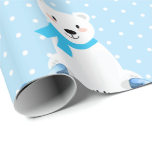 Niedlicher Polar Bear Winter Baby Boy Blue Geschenkpapier