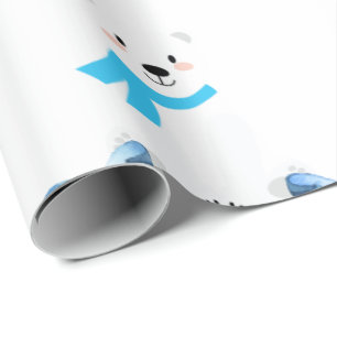 Niedlicher Polar Bear Winter Baby Boy Blue Geschenkpapier
