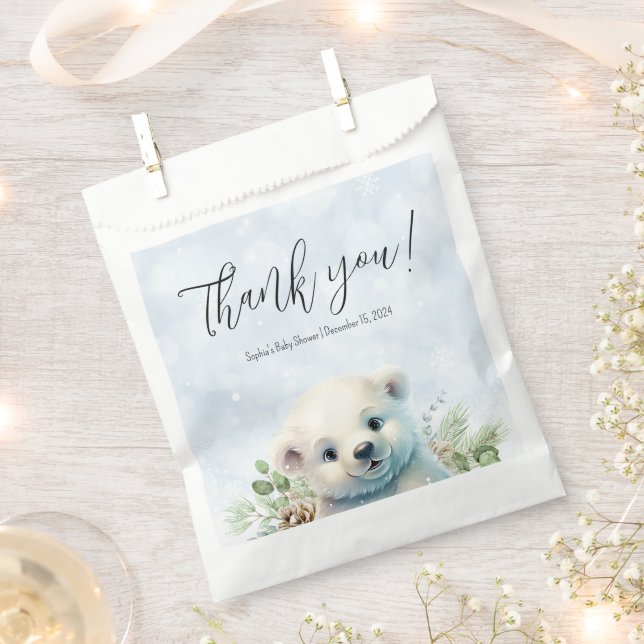 Niedlicher Polar Bear Winter Baby Dusche Blauer Sc Geschenktütchen (Ausgeschnitten)