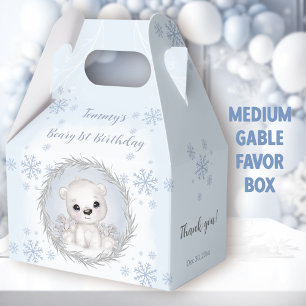 Niedlicher Polar Bear Winter Blue 1. Geburtstag Mi Geschenkschachtel
