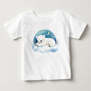 Niedlicher Polarbär auf dem Mond - Baby T-shirt