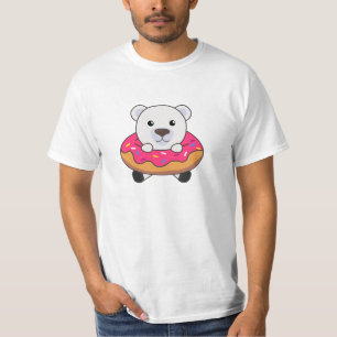 Niedlicher Polarbär Funny Animes in Donut Pink T-Shirt