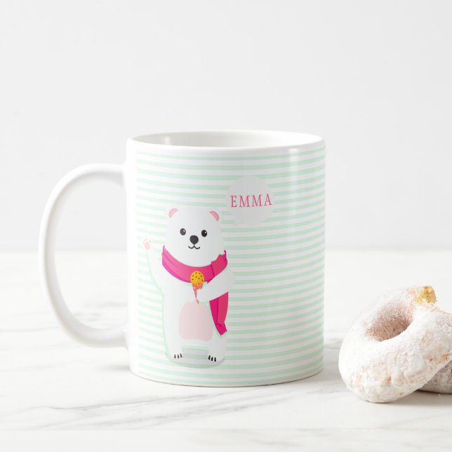 Niedlicher Polarbär - personalisierte Umarmung Tasse (Mit Donut)