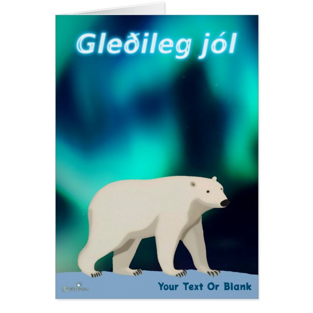 Niedlicher Polarbär und Nordlichter (Vorne)