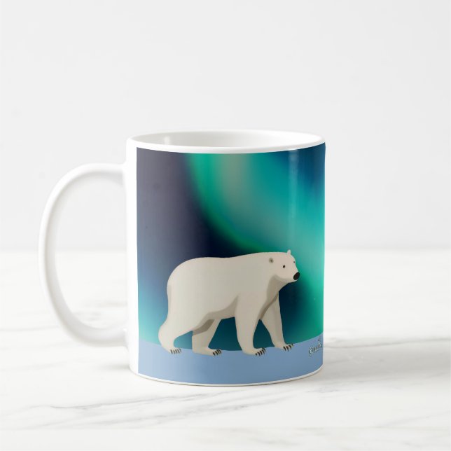 Niedlicher Polarbär und Nordlichter Kaffeetasse (Links)