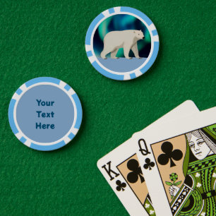 Niedlicher Polarbär und Nordlichter Pokerchips