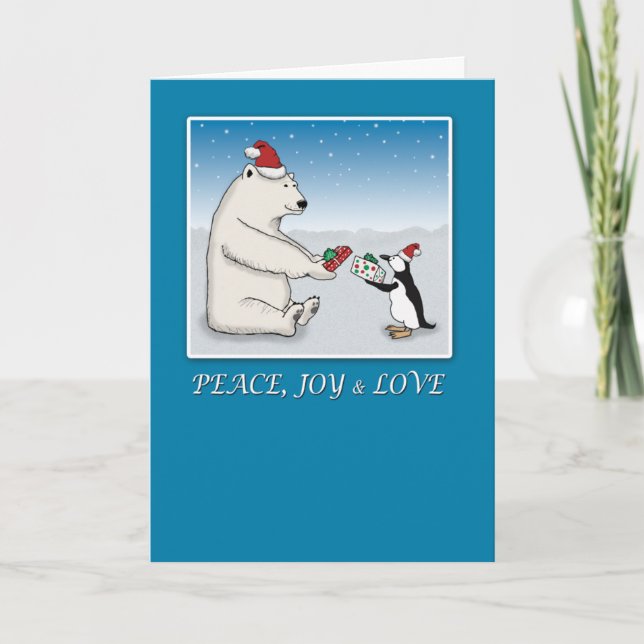 Niedlicher Polarbär und Pinguin Weihnachten (Vorderseite)