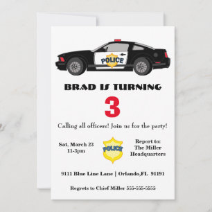 Niedlicher Polizeiwagen Einladung zum Geburtstag