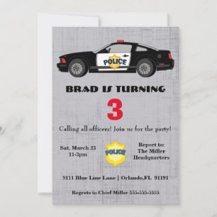 Niedlicher Polizeiwagen Einladung zum Geburtstag