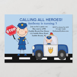 Niedlicher Polizist Helden zum Geburtstag Einladung