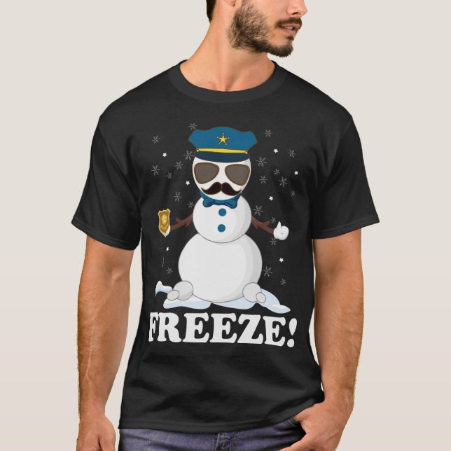 Niedlicher Polizist Snowman Freeze Funny Police We T-Shirt (Vorderseite)