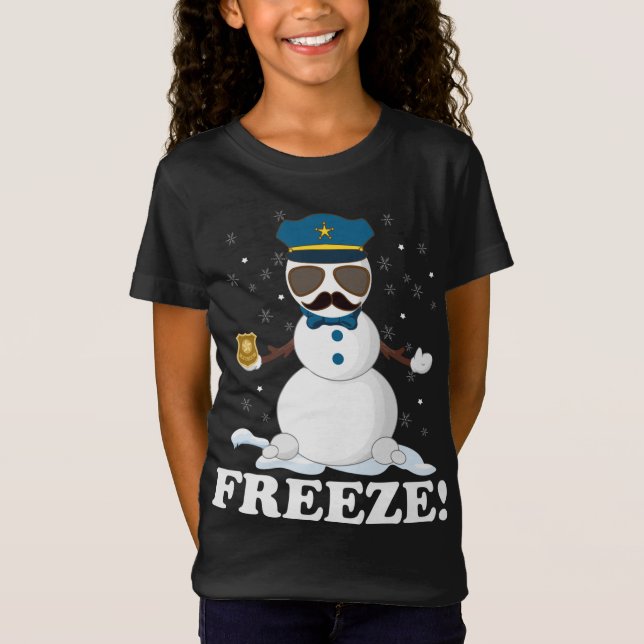 Niedlicher Polizist Snowman Freeze Funny Police We T-Shirt (Vorderseite)