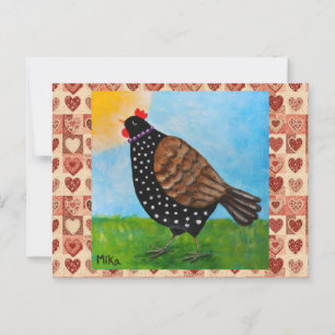 Niedlicher Polka dot Black Chicken Hen Country Far Postkarte