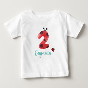 Niedlicher Polka dot Ladybug 2. Geburtstag Party Baby T-shirt