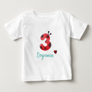 Niedlicher Polka dot Ladybug 3. Geburtstag Party Baby T-shirt