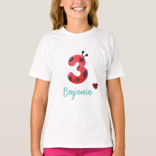 Niedlicher Polka dot Ladybug 3. Geburtstag Party T-Shirt