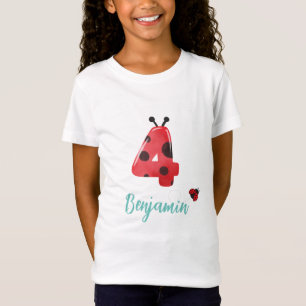 Niedlicher Polka dot Ladybug 4. Geburtstag Party T-Shirt
