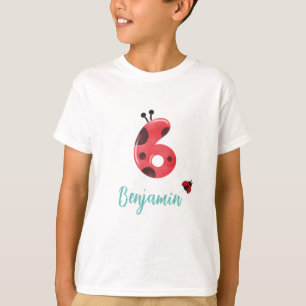 Niedlicher Polka dot Ladybug 6. Geburtstagsname T-Shirt