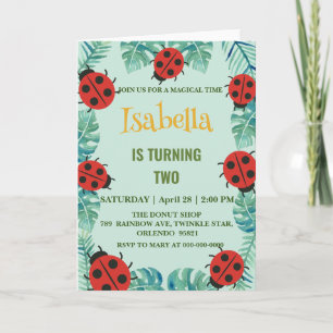 Niedlicher Polka dot Ladybug Jungle Verließ Geburt Einladung