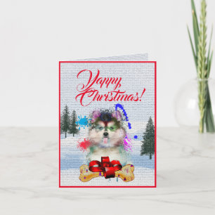 Niedlicher Pomsky Dog Yappy Weihnachtskarte indivi Karte