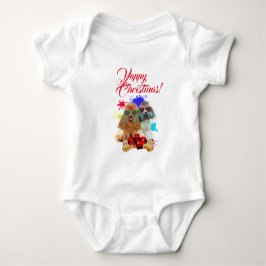 Niedlicher Poodle Dog Yappy Weihnachten Baby Strampler