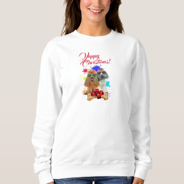 Niedlicher Poodle Dog Yappy Weihnachten Sweatshirt (Vorderseite)