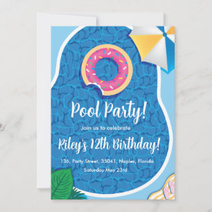 Niedlicher Pool Donut-Themenabend Einladung