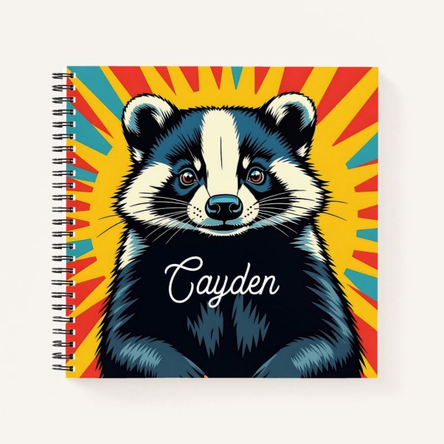 Niedlicher Pop Art Badger Personalisiert Notizbuch (Vorderseite)